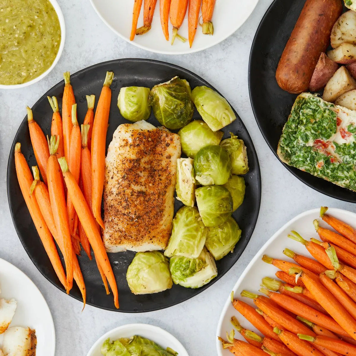Air Fryer Brussels Sprouts plated air fryer meal