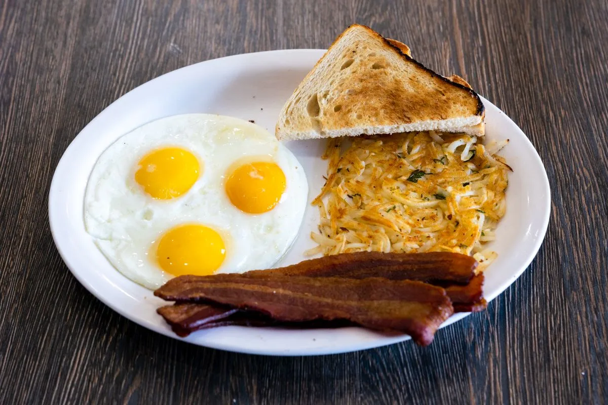 Scrambled Eggs Breakfast Plate plated American meal
