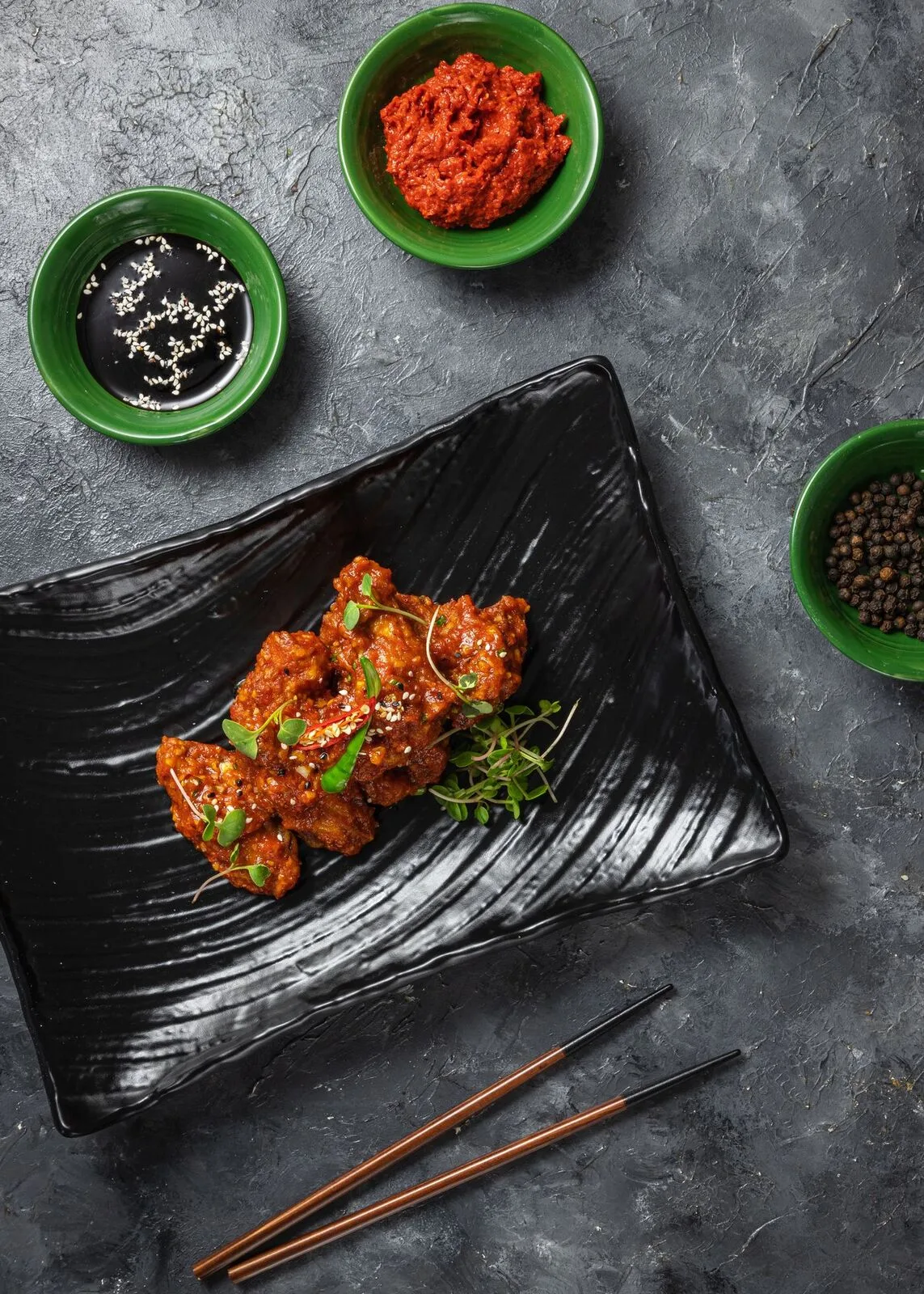 Honey Sesame Skillet Chicken plated Chinese dinner
