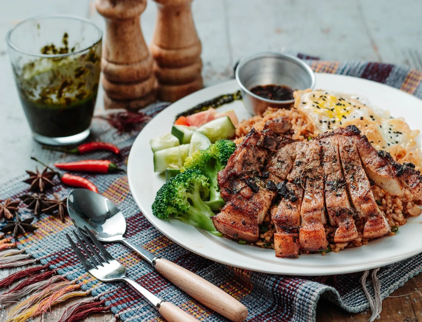 Taiwanese Three-Cup Chicken plated Chinese dinner