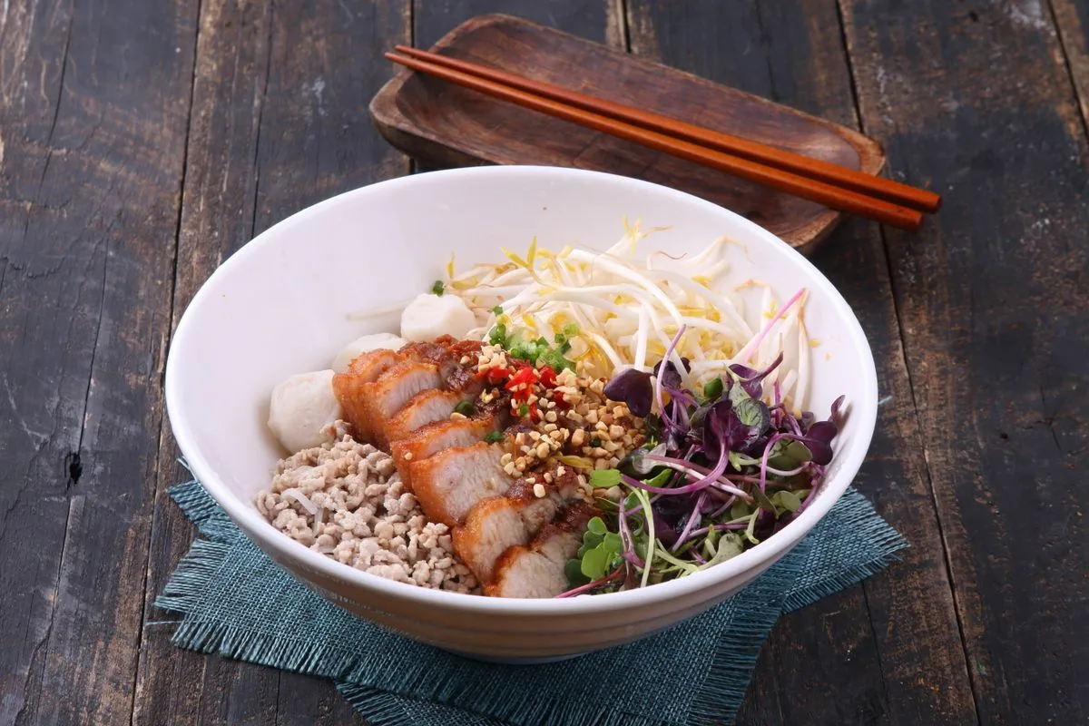 Honey Hoisin Char Siu Pork plated Chinese dinner