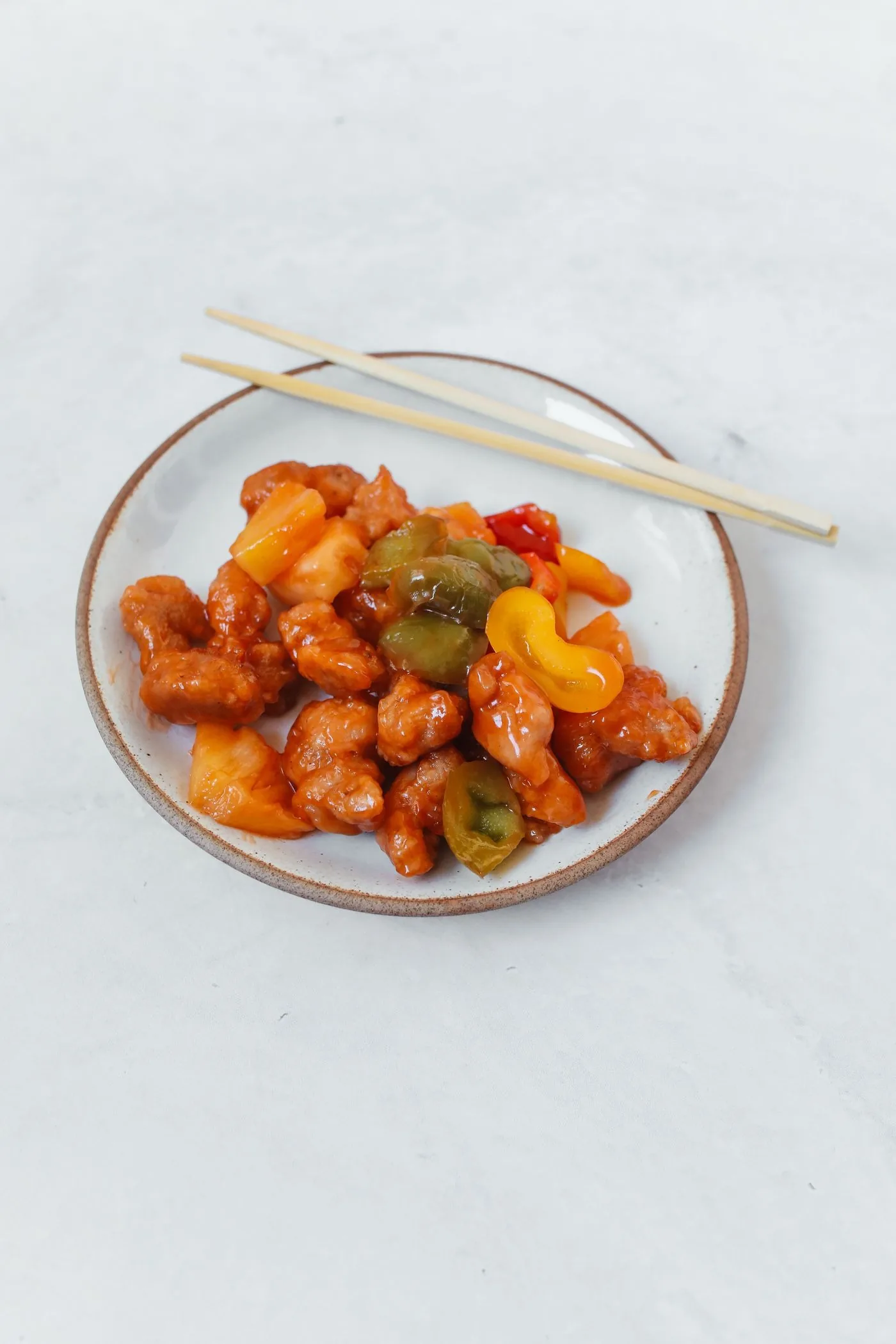 Crispy Sweet and Sour Pork plated Chinese dinner