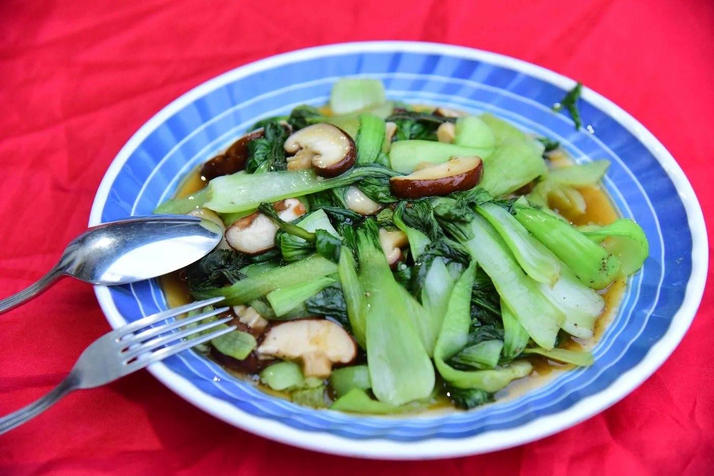 Chinese Broccoli with Oyster Sauce plated Chinese dinner