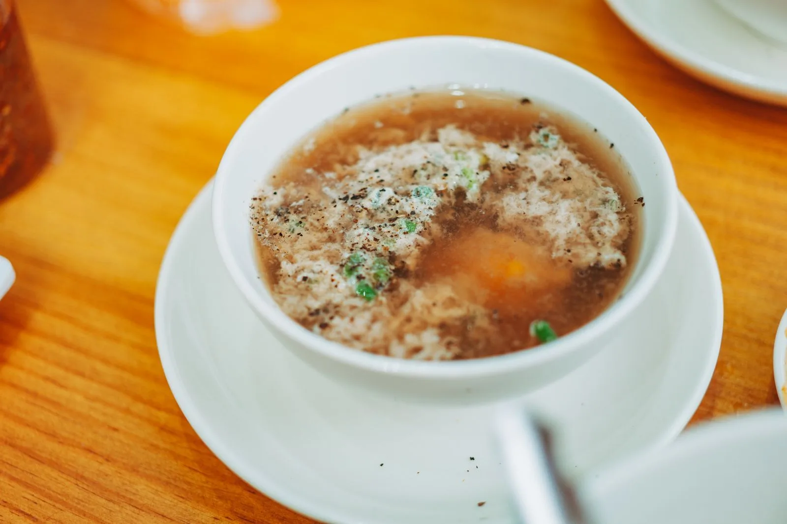 Restaurant-Style Egg Drop Soup plated Chinese dinner