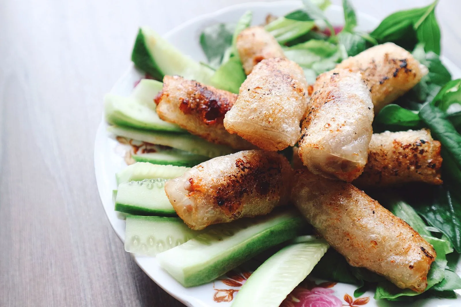 Crispy Pork Egg Rolls plated Chinese dinner