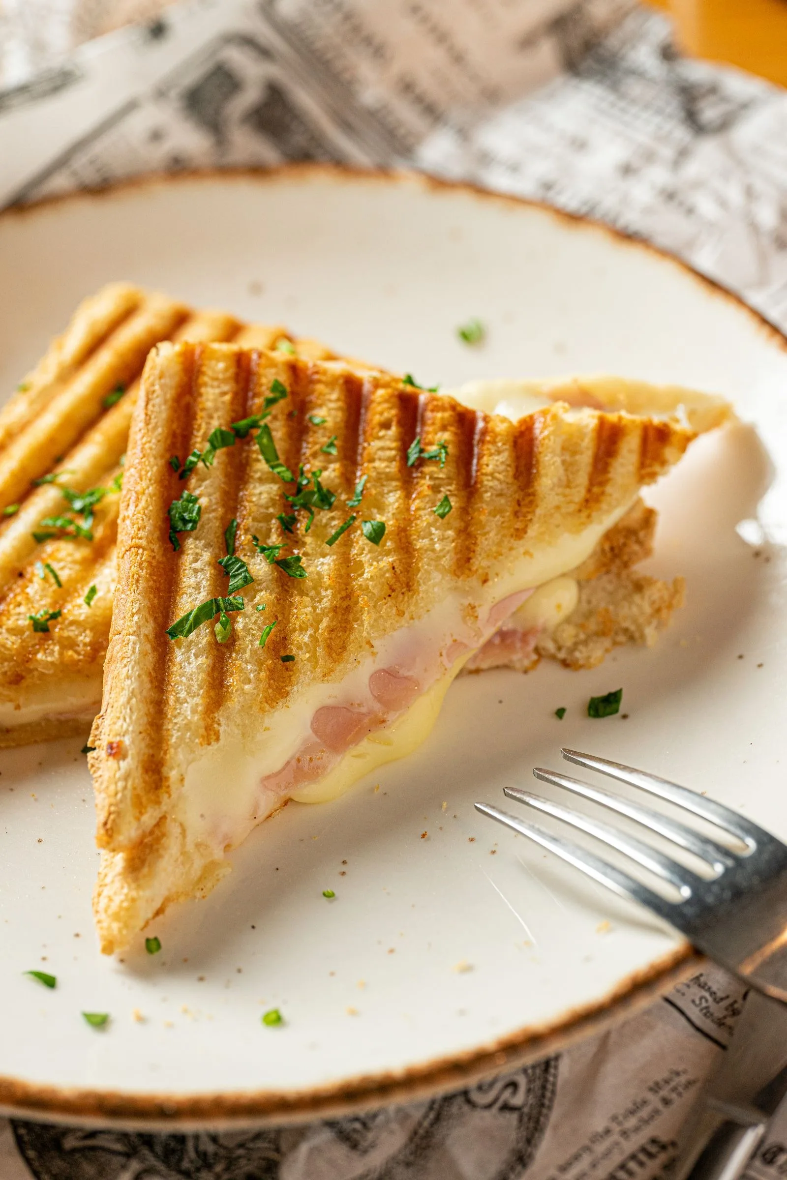 Classic Croque Monsieur plated French dinner