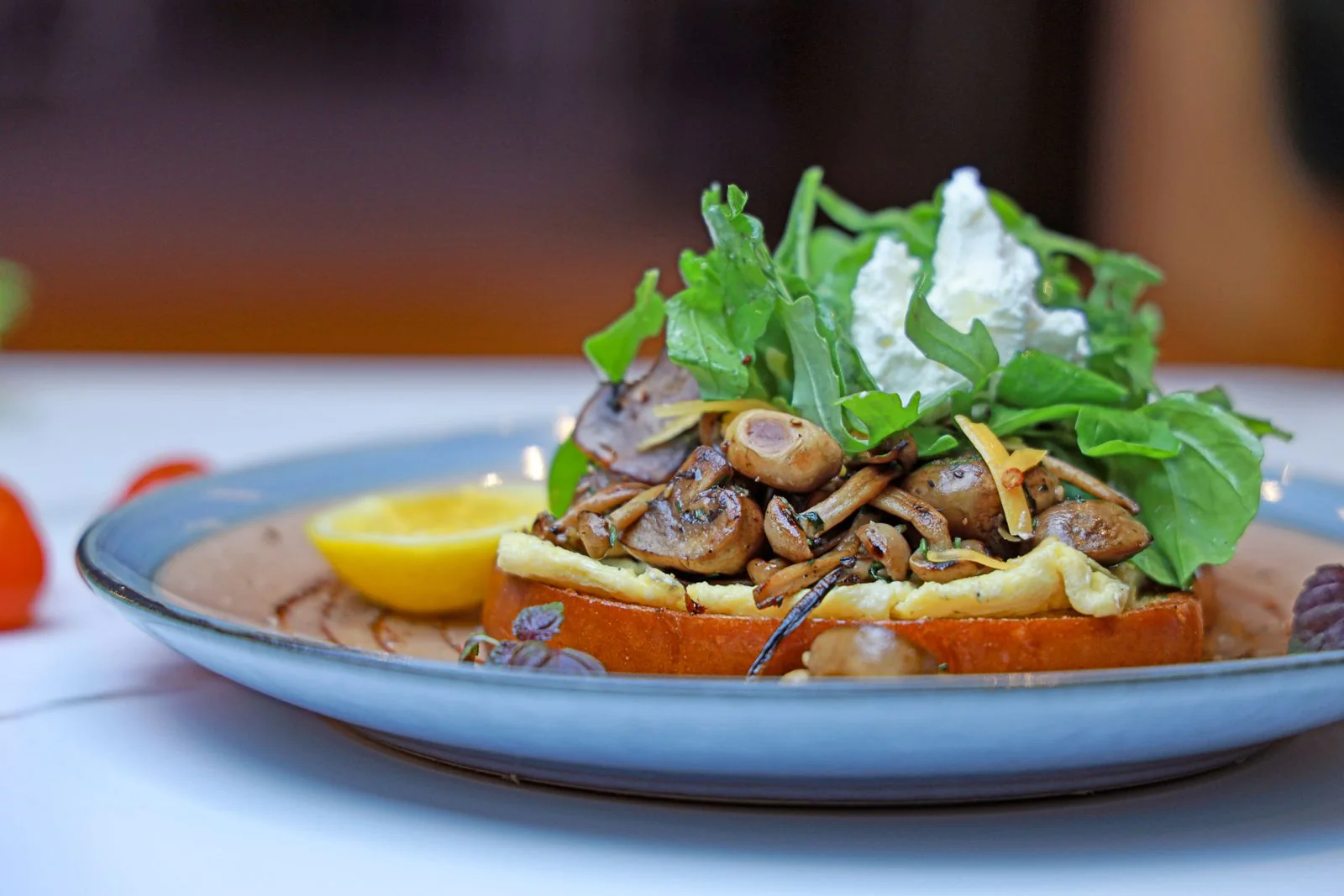 Creamy French Mushrooms on Toast plated French meal