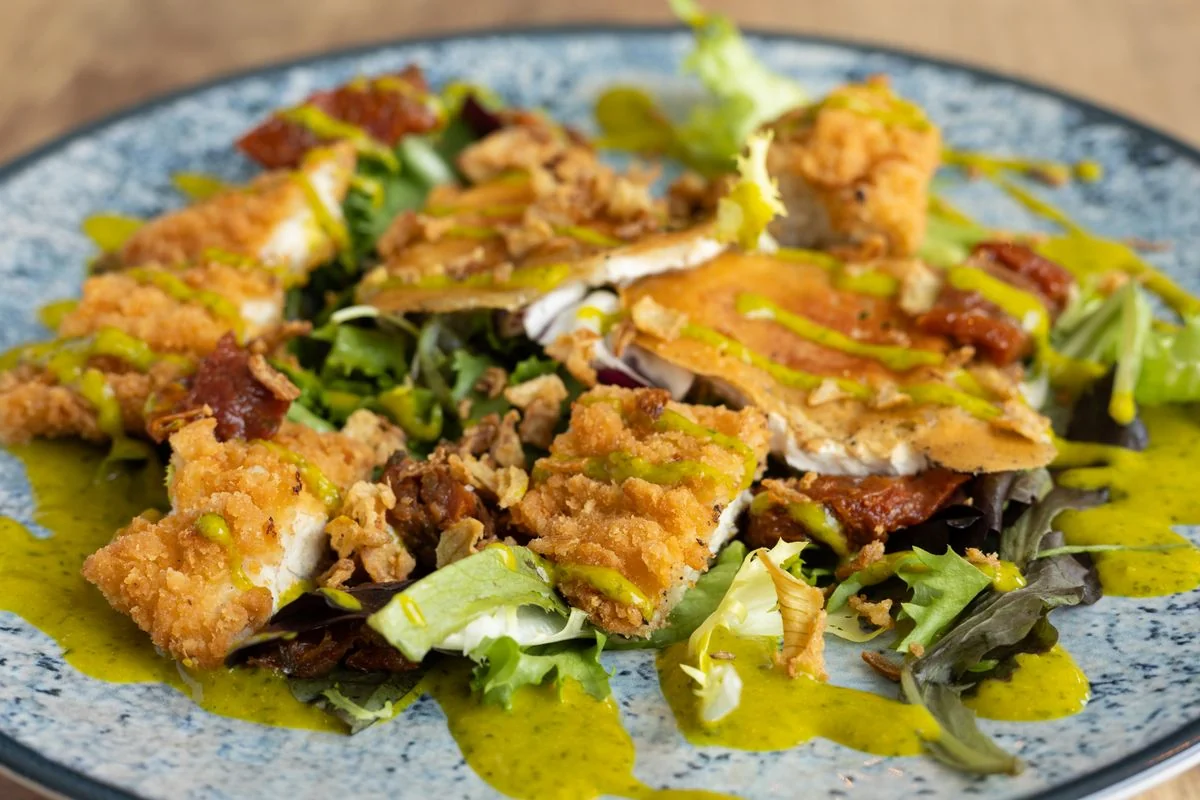 Chicken Dijon plated French meal