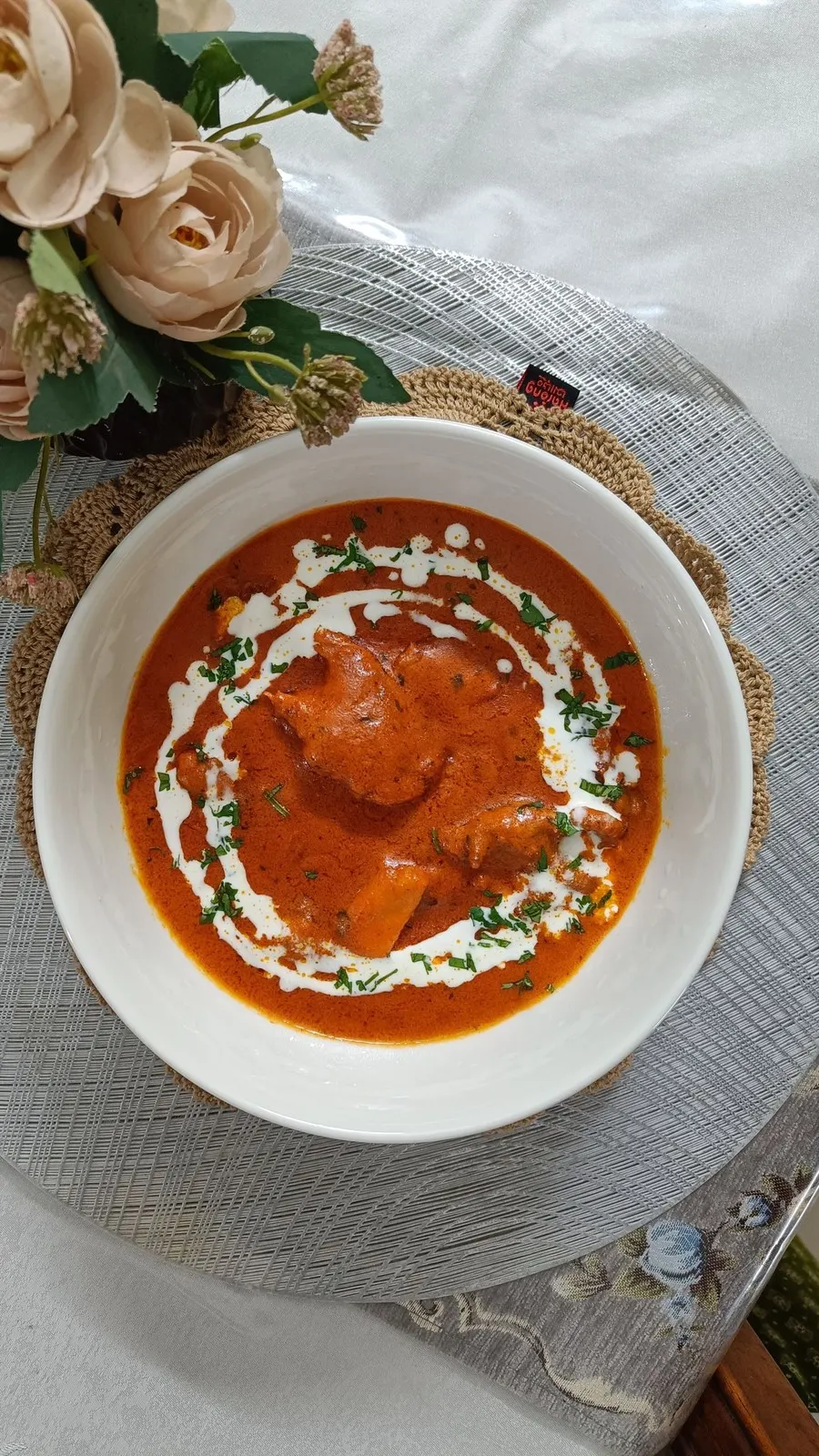 Quick Butter Chicken plated Indian dinner