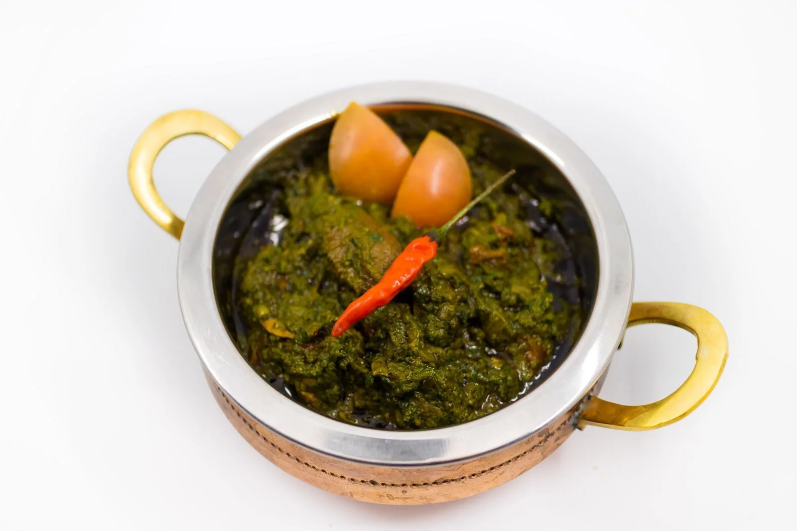 Saag Chicken Skillet plated Indian dinner