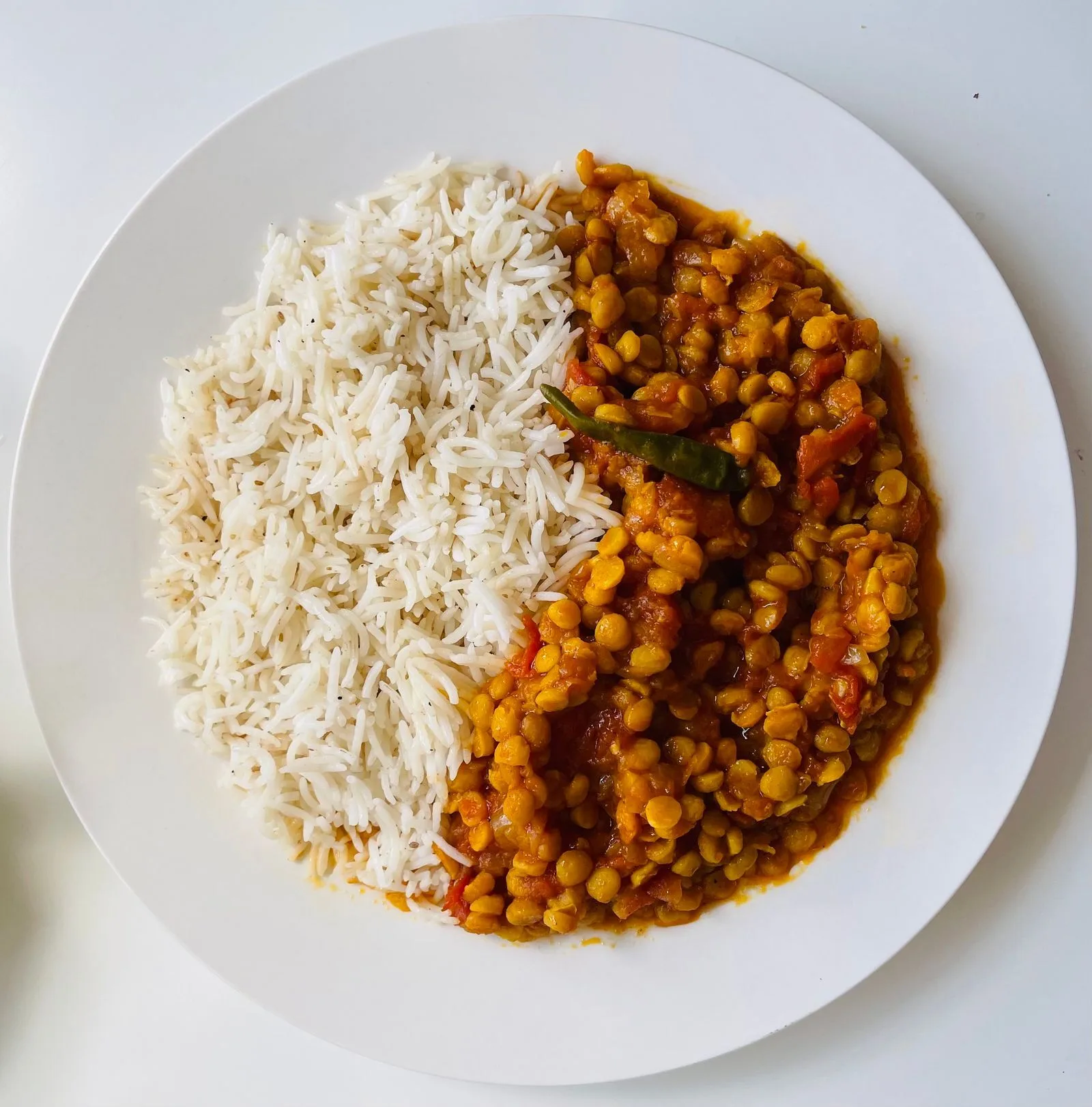 Weeknight Lentil Dal plated Indian dinner