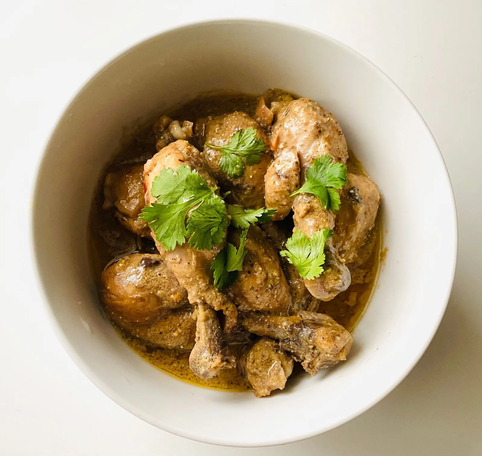 Quick Chicken Korma plated Indian dinner