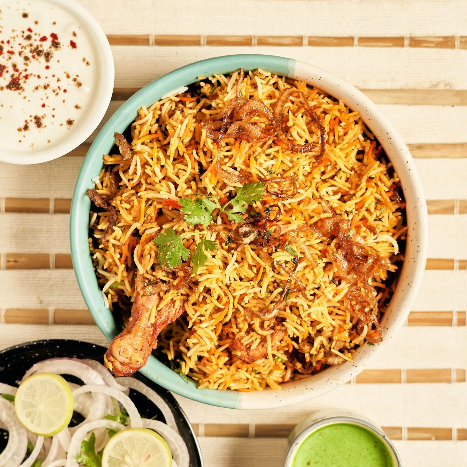 One-Pot Chicken Biryani plated Indian dinner