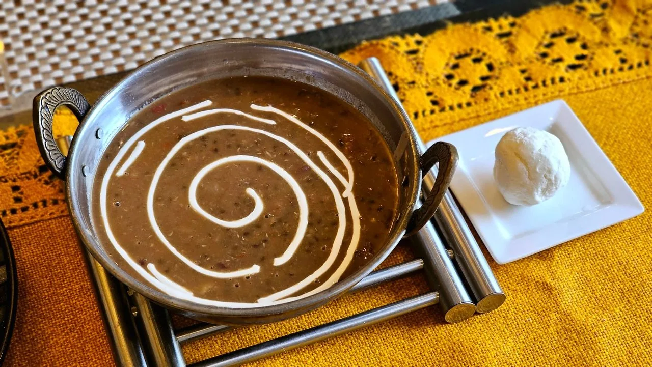 Creamy Dal Makhani plated Indian dinner