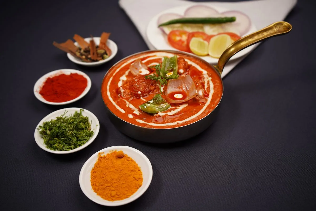 Lamb Keema Peas plated Indian dinner