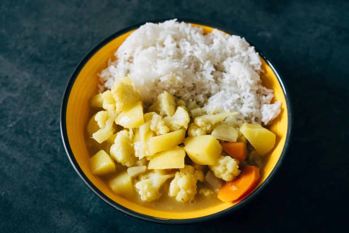 Pindi Chole Style plated Indian dinner