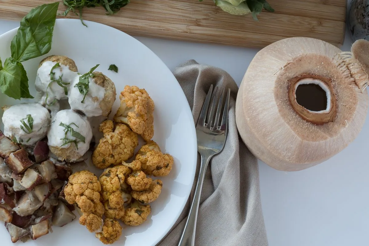 Methi Chicken Skillet plated Indian dinner