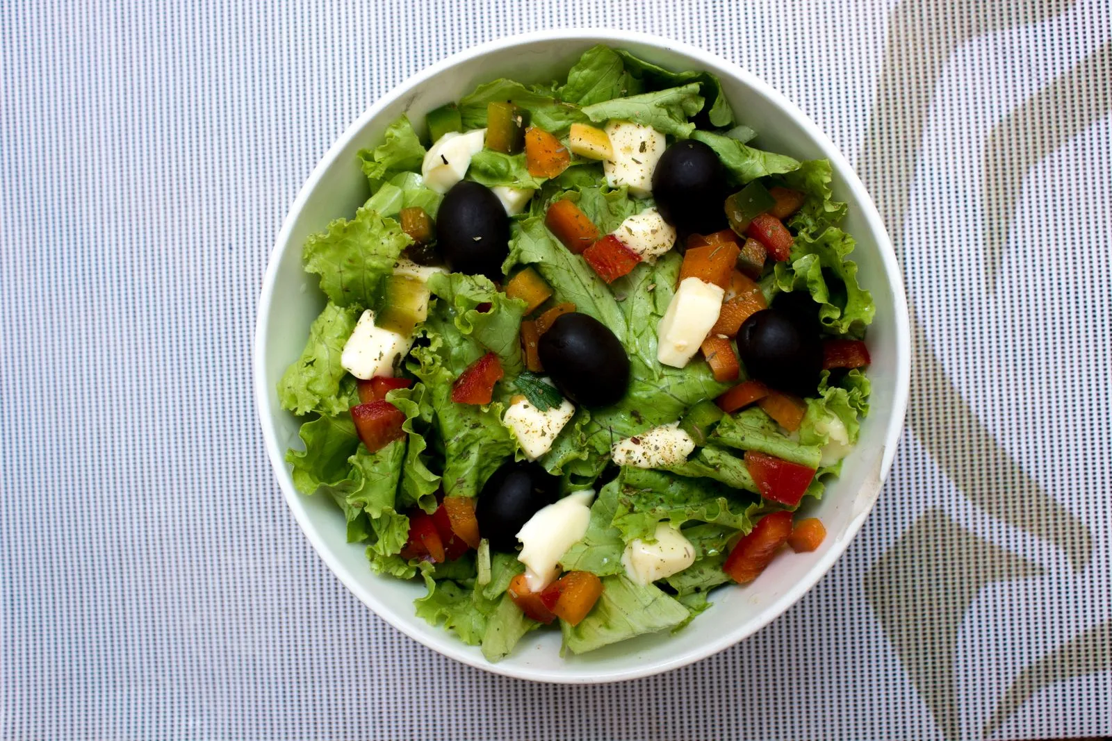 Greek Salad Meal Bowl plated Mediterranean dinner