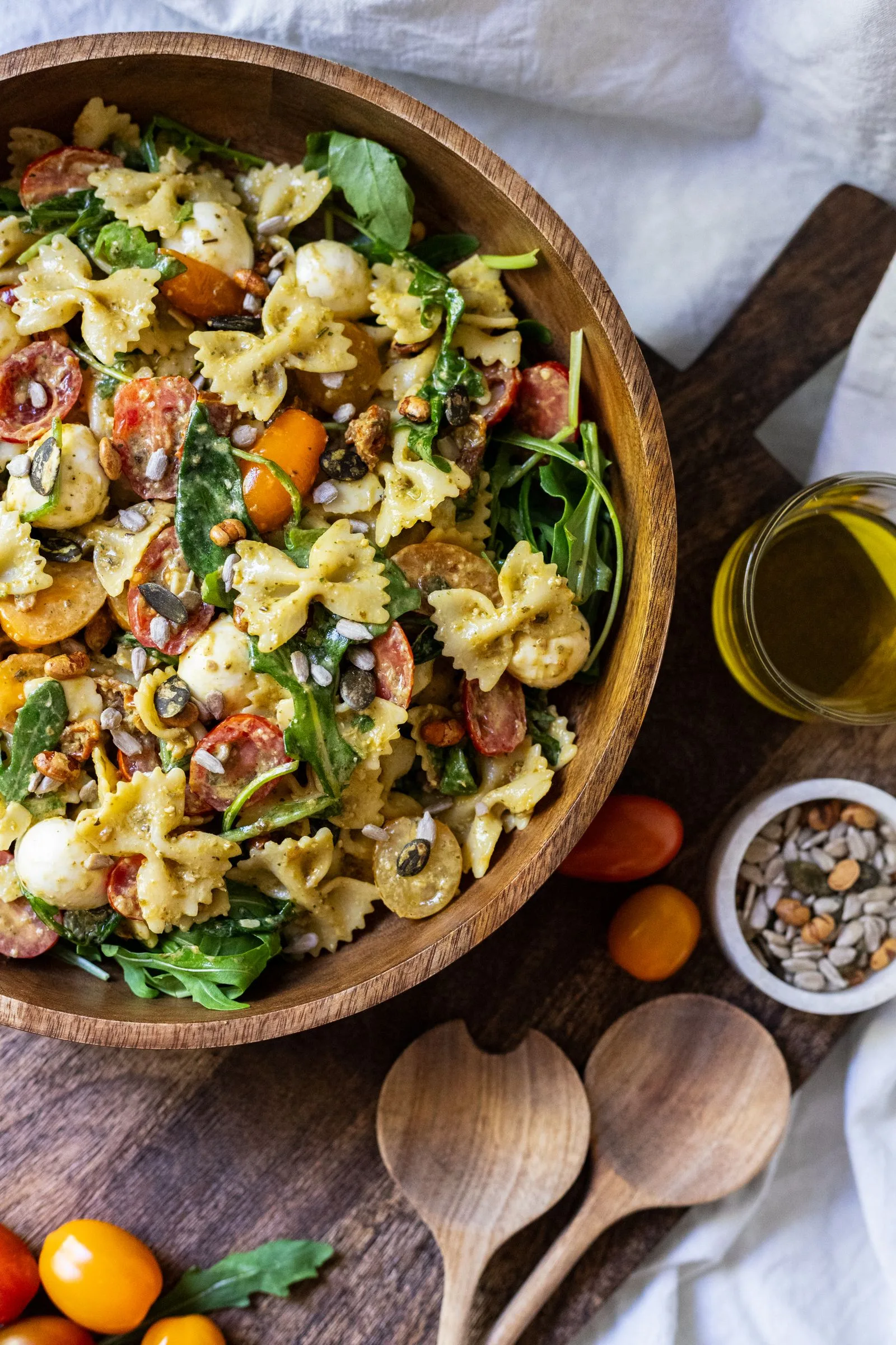 Mediterranean Pasta Primavera plated Mediterranean dinner