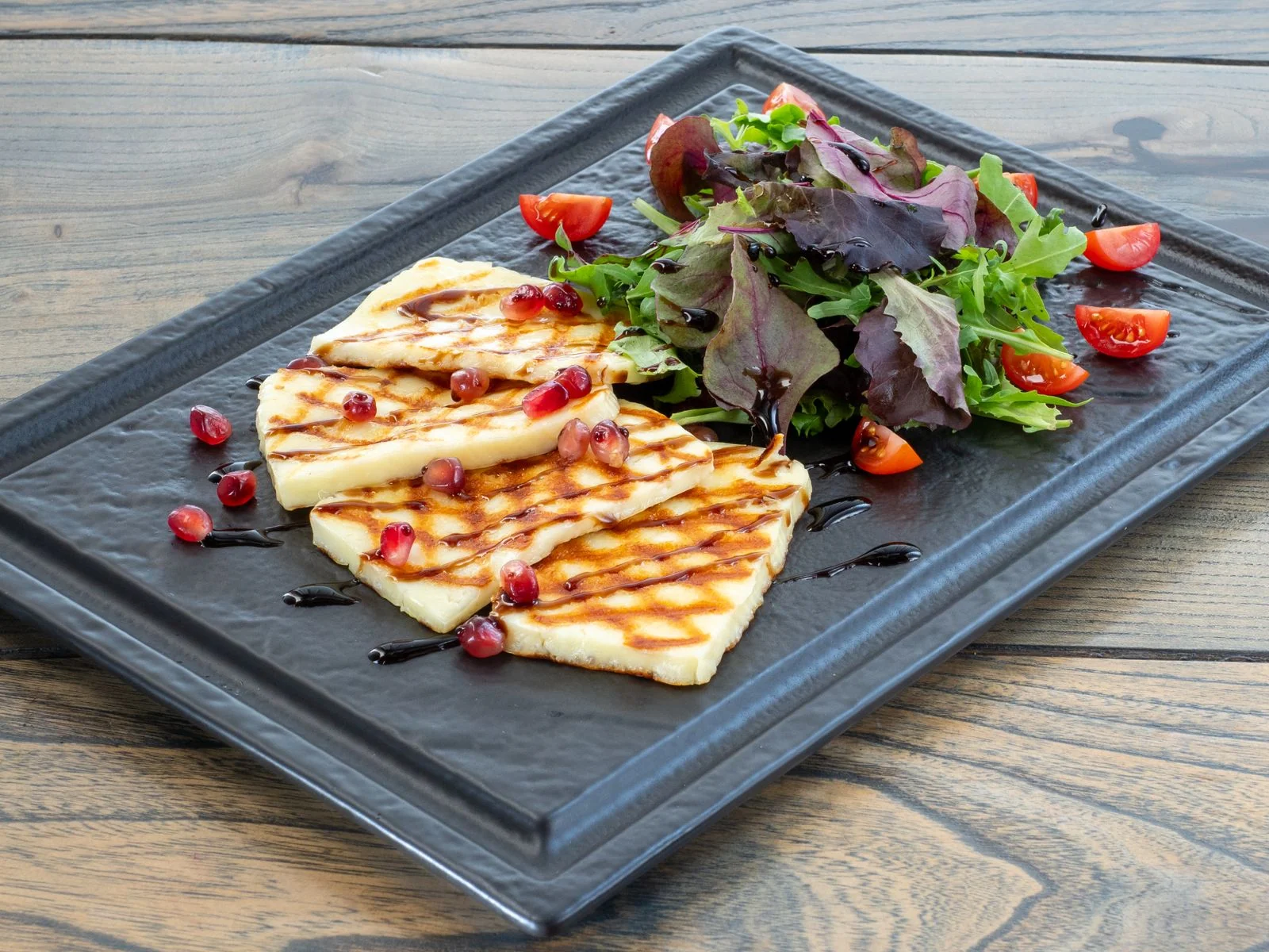 Grilled Halloumi Salad plated Mediterranean meal