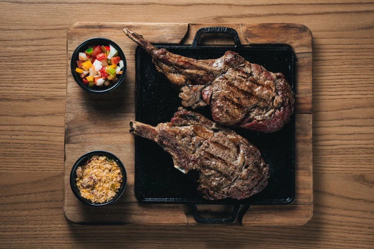 Grilled Lamb Chops Oregano plated Mediterranean meal