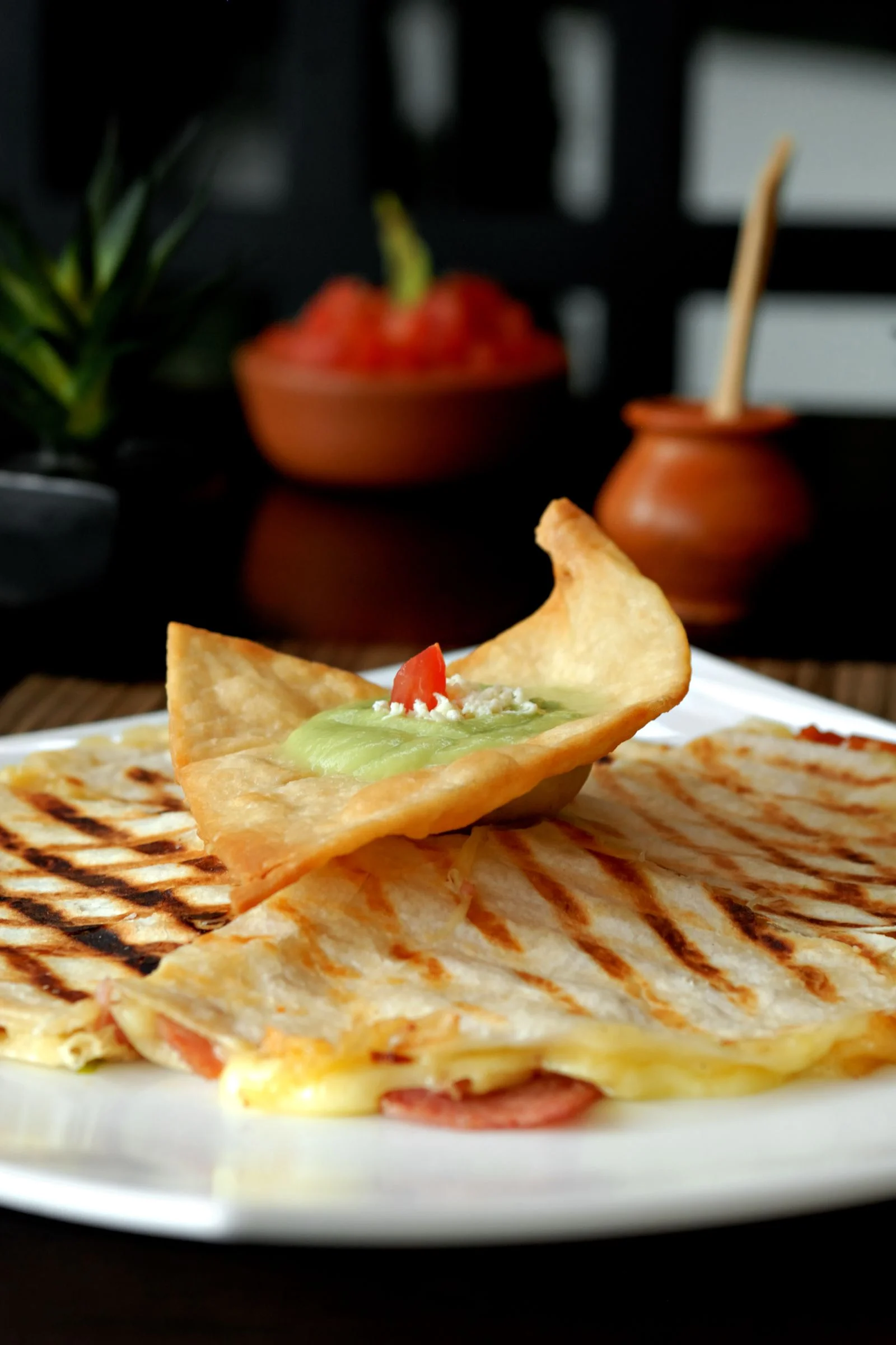 Crispy Cheese Quesadilla plated Mexican meal