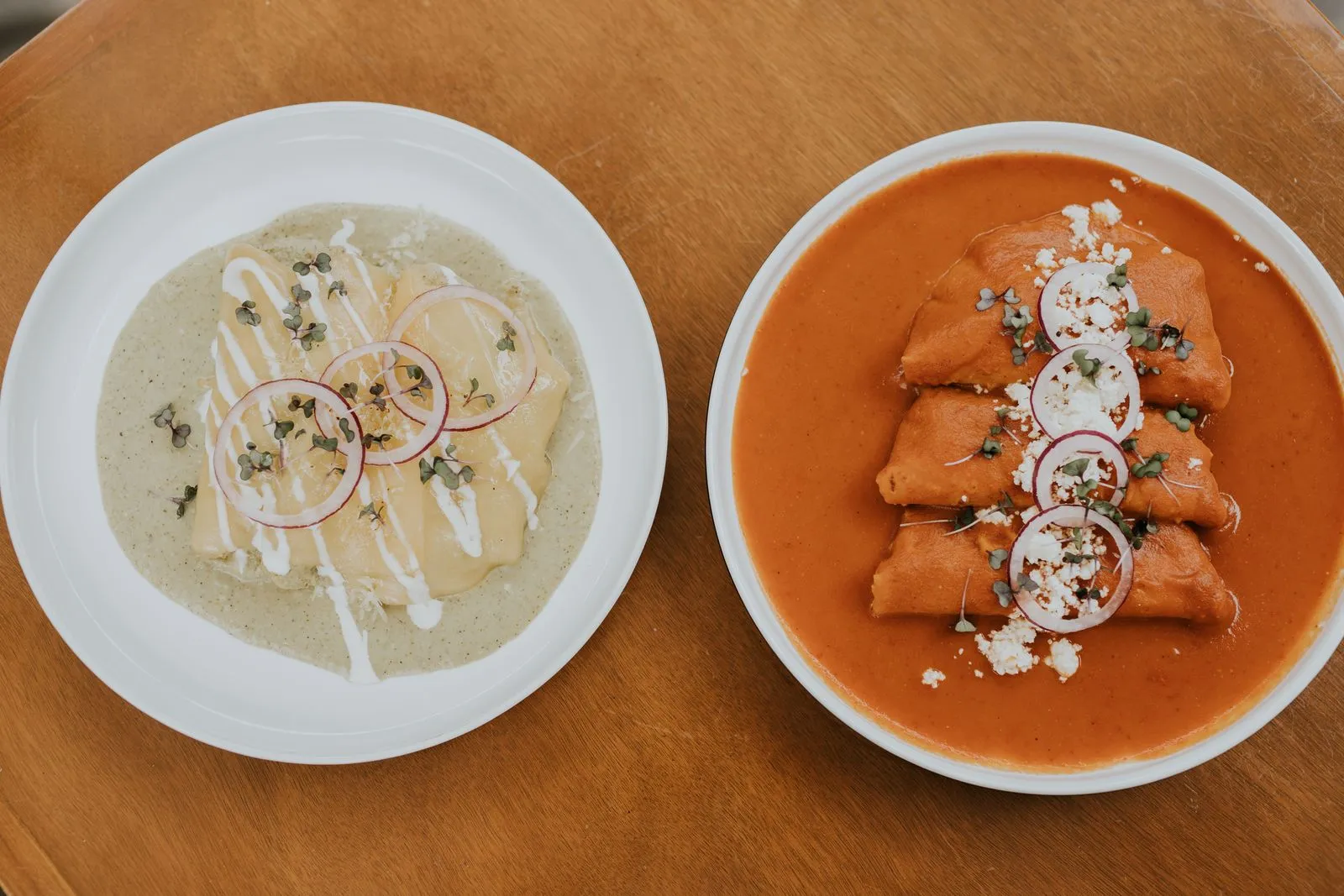 Beef Enchiladas Rojas plated Mexican meal