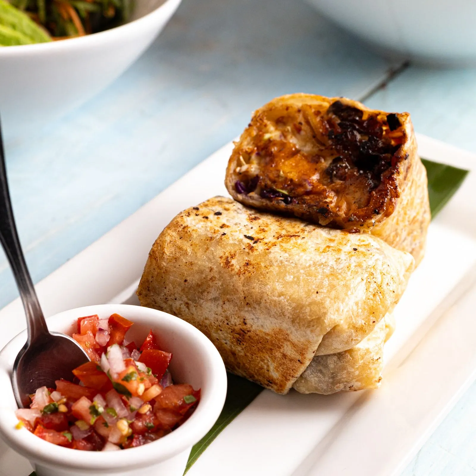 Weeknight Chicken Burrito plated Mexican meal