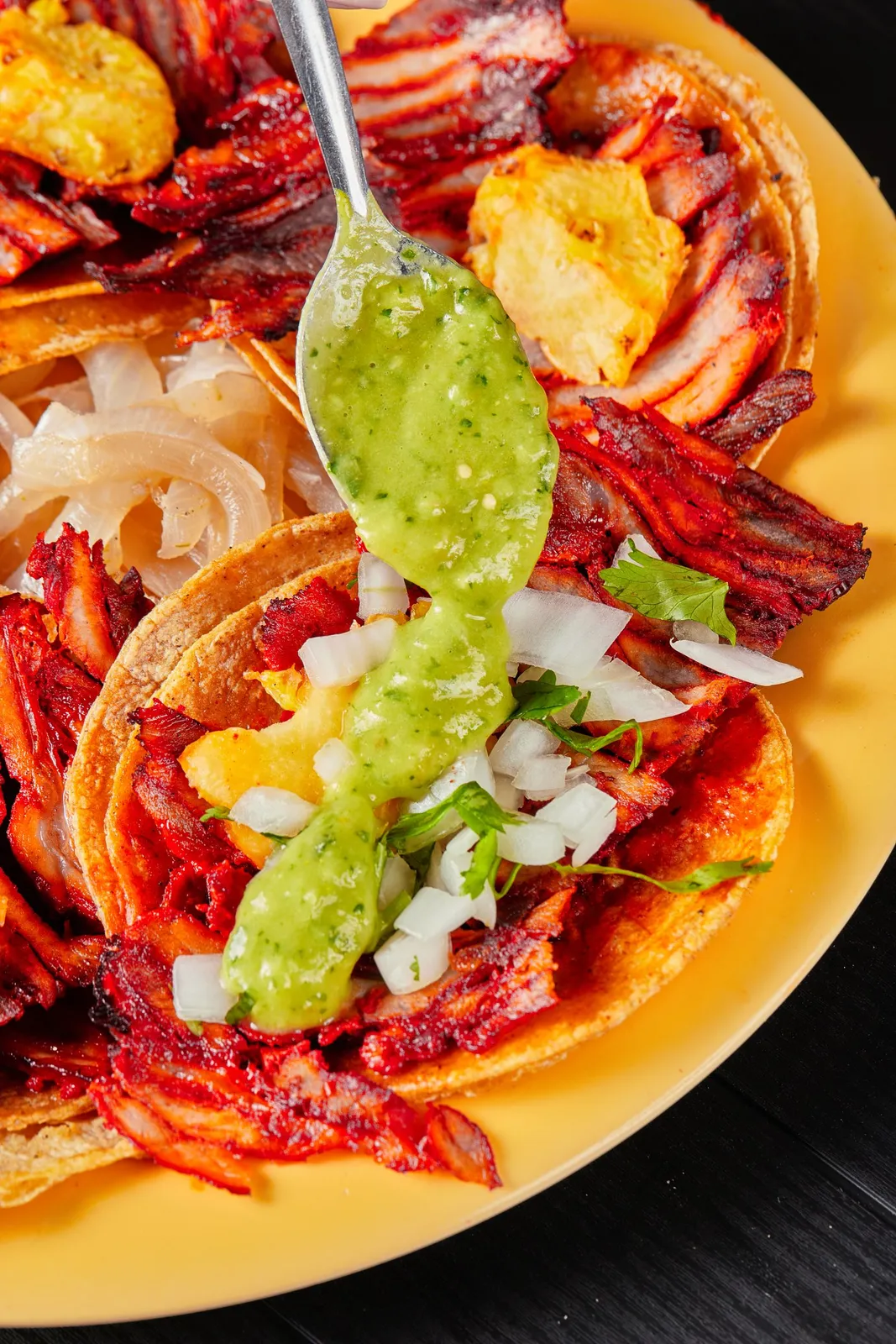 Tomatillo Salsa Verde plated Mexican meal