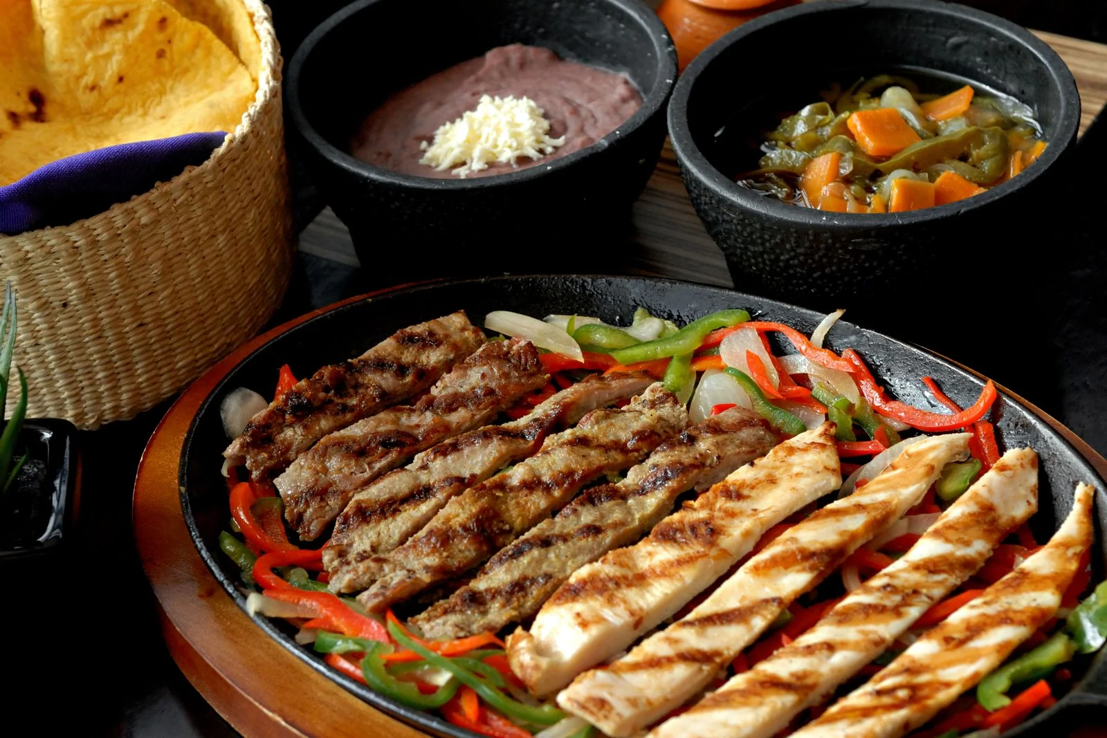 Cast-Iron Steak Fajitas plated Mexican meal