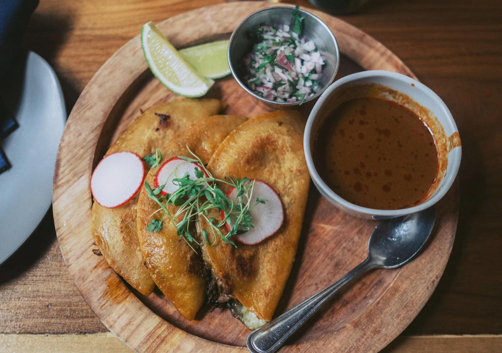 Soft Tortilla Tacos with Spiced Filling plated Mexican meal