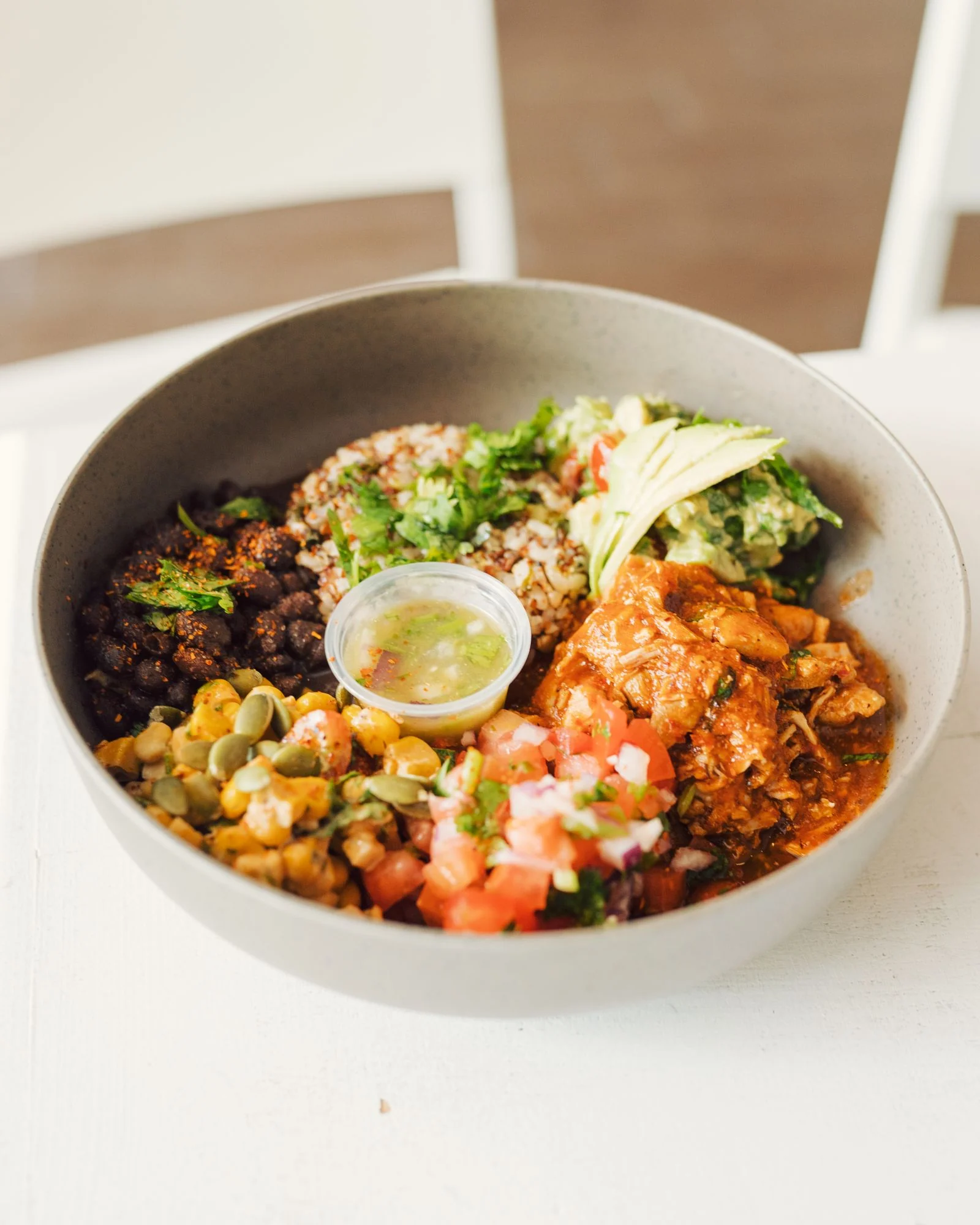 Creamy Esquites Corn Salad plated Mexican meal