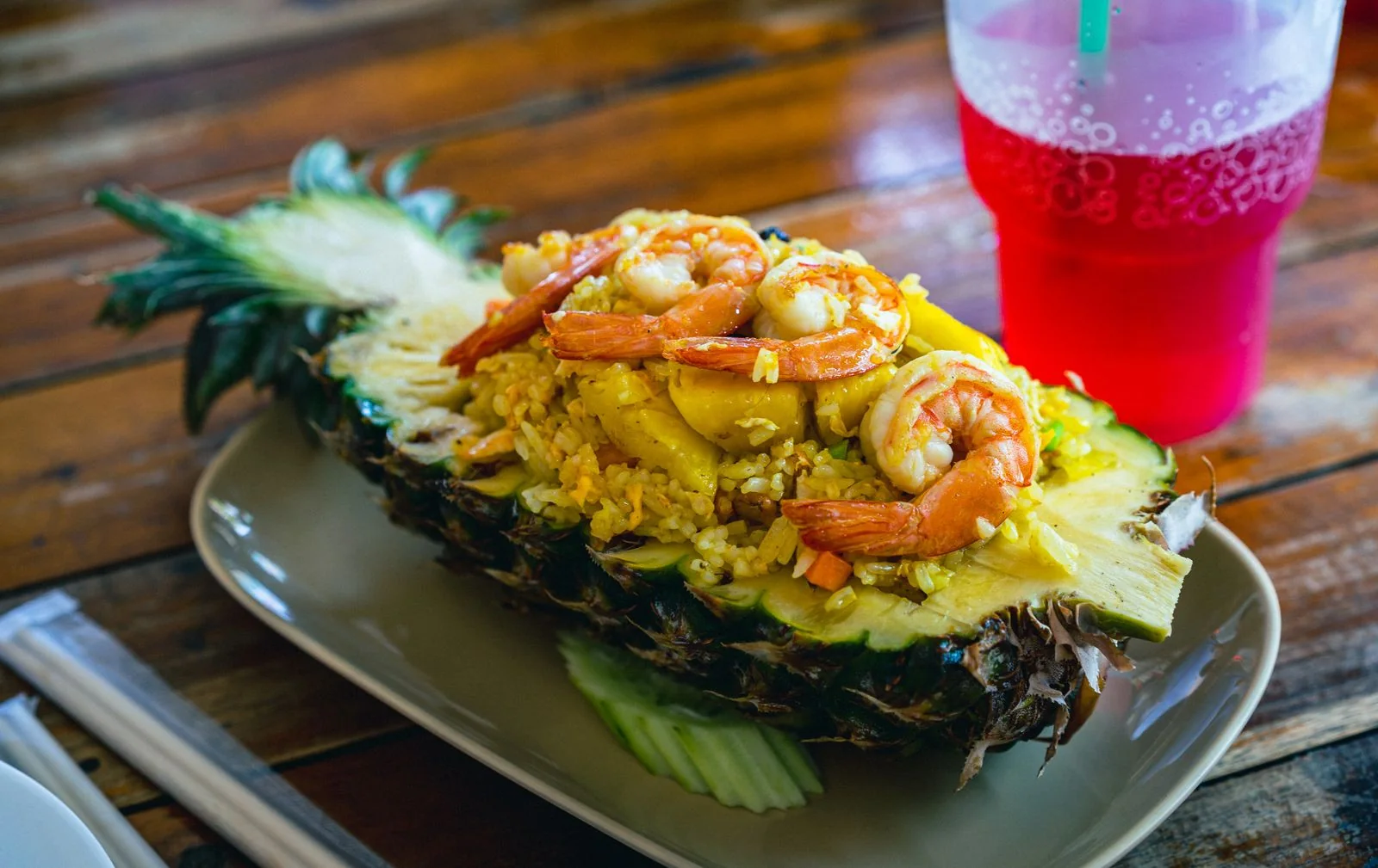 Pineapple Fried Rice plated Thai meal