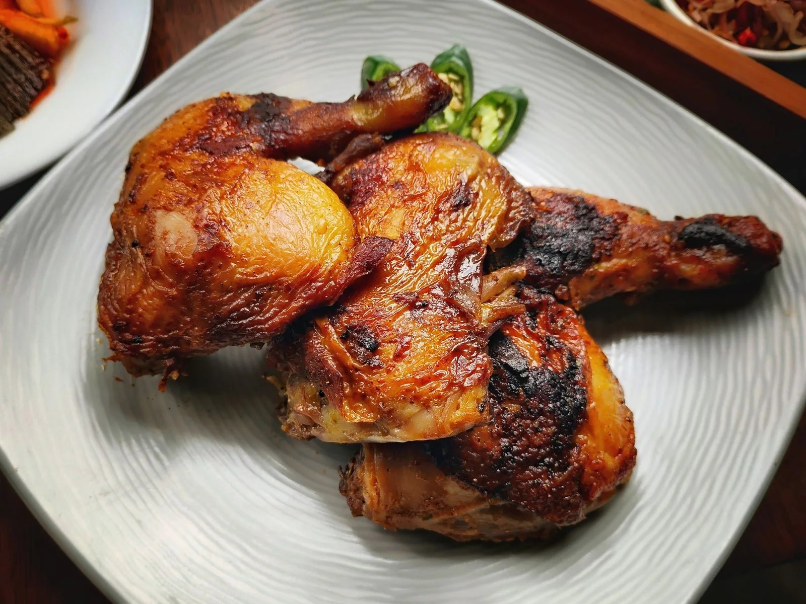 Thai Garlic Pepper Chicken plated Thai meal