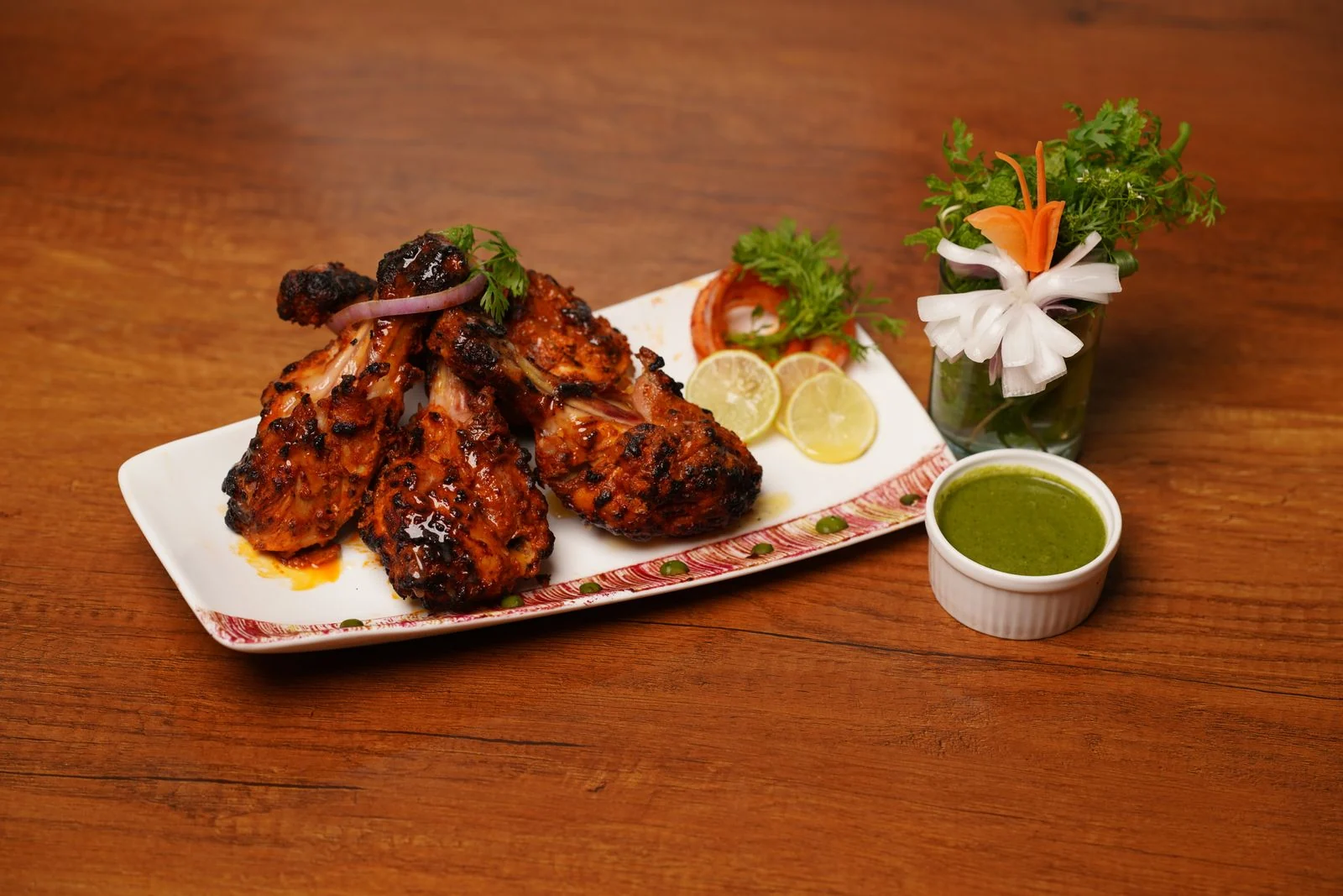 Thai Chicken Wings plated Thai meal