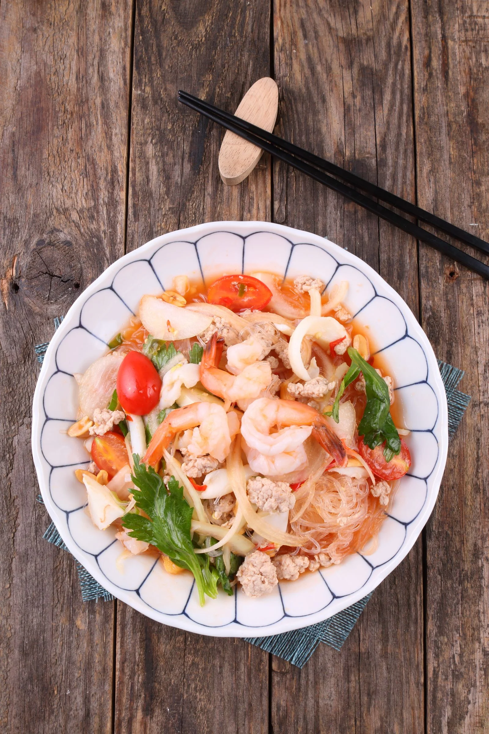 Glass Noodle Salad plated Thai meal