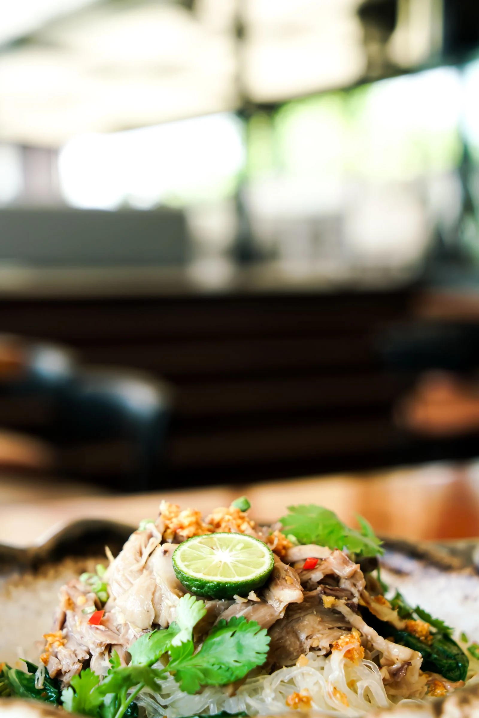 Larb Gai plated Thai meal
