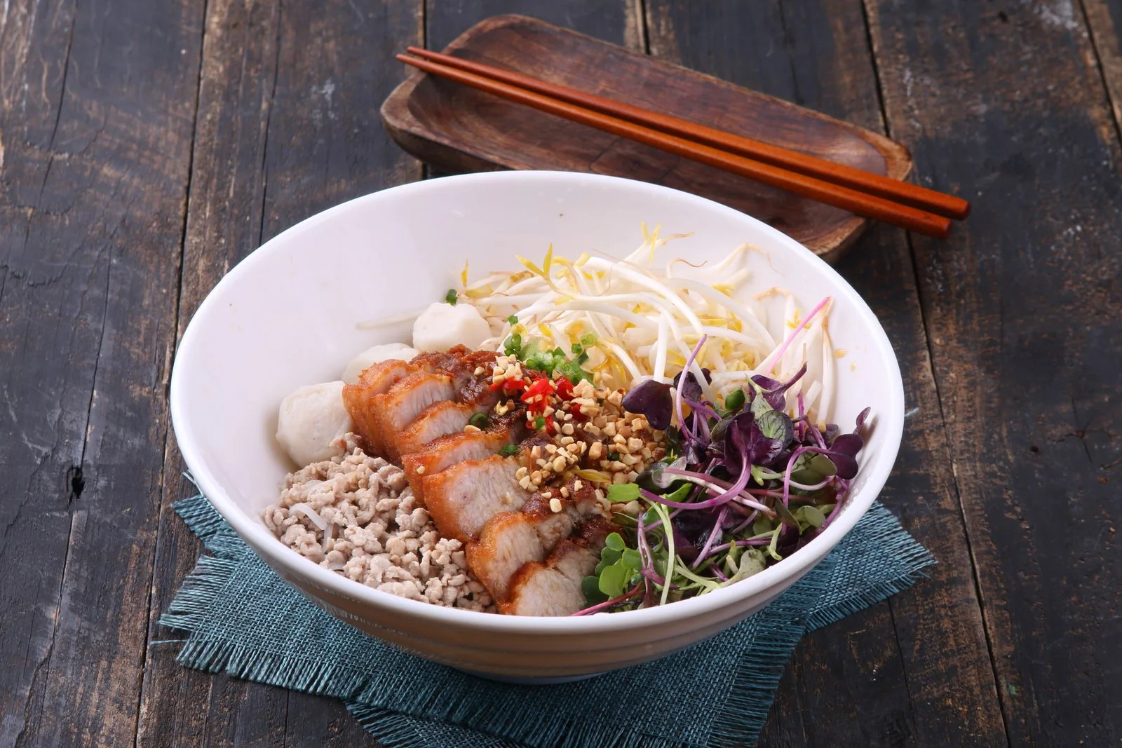 Sticky Rice with Grilled Pork plated Thai meal