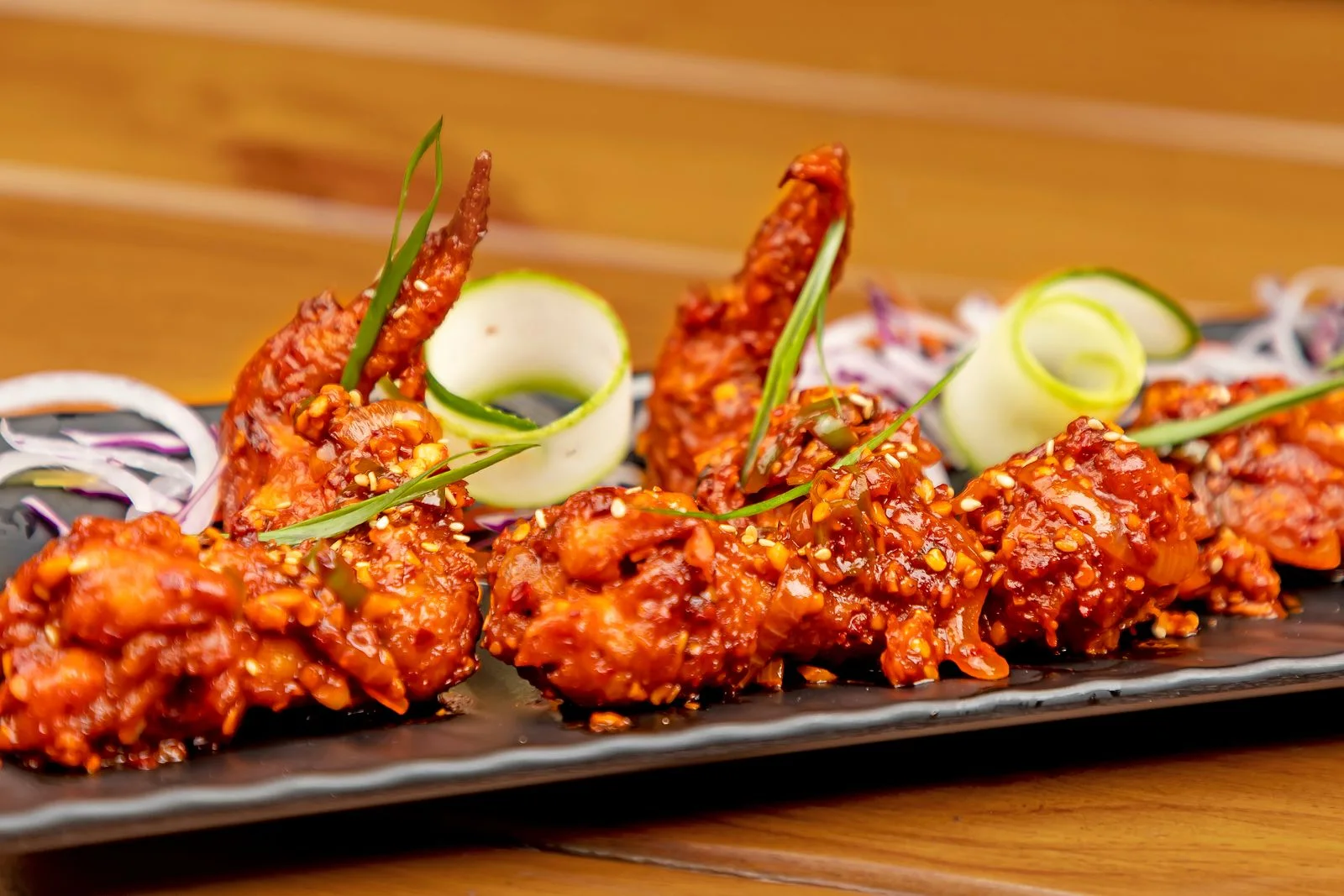 Thai Sweet Chili Wings plated Thai meal