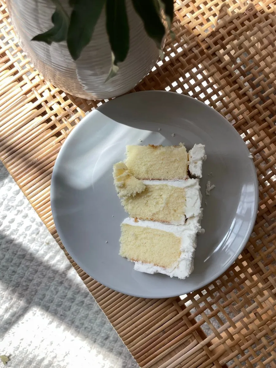Simple White Cake dish plated