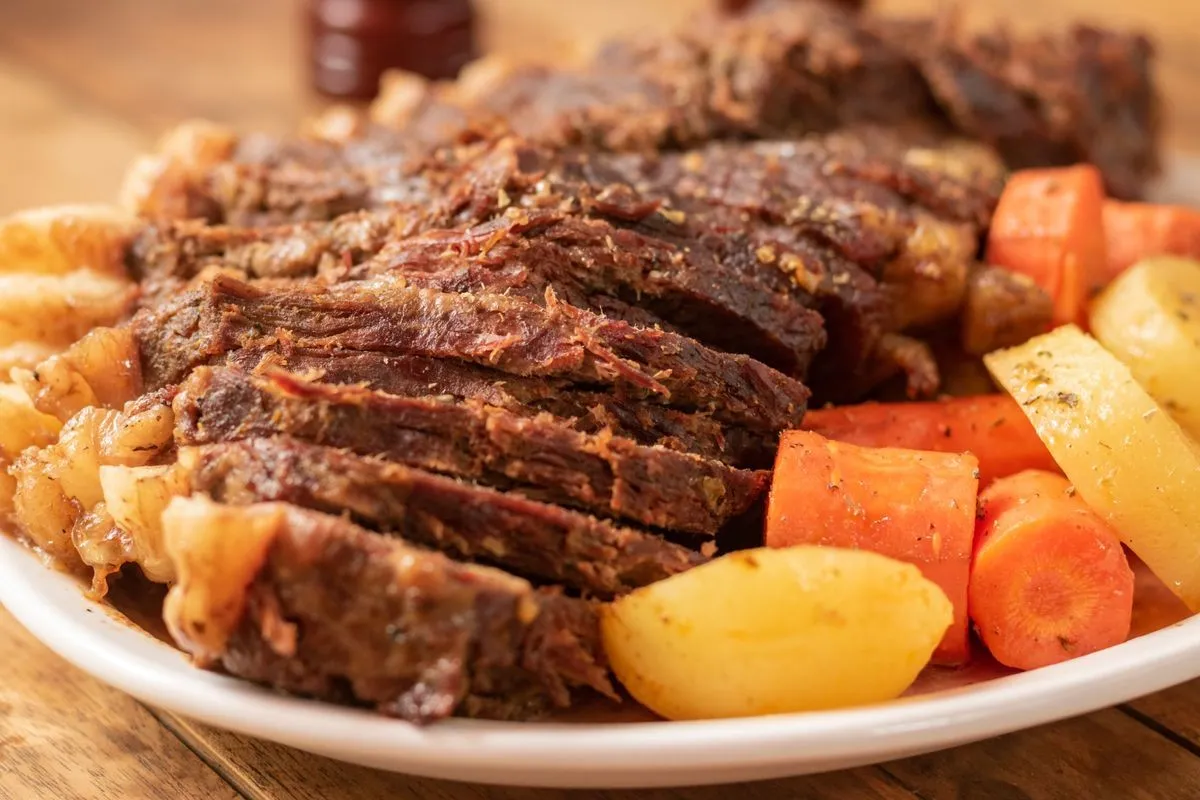 Crock Pot Shredded Beef dish plated