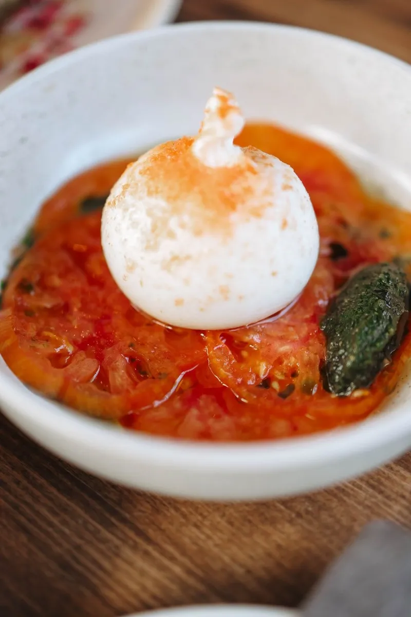 Strawberry Burrata Salad dish plated