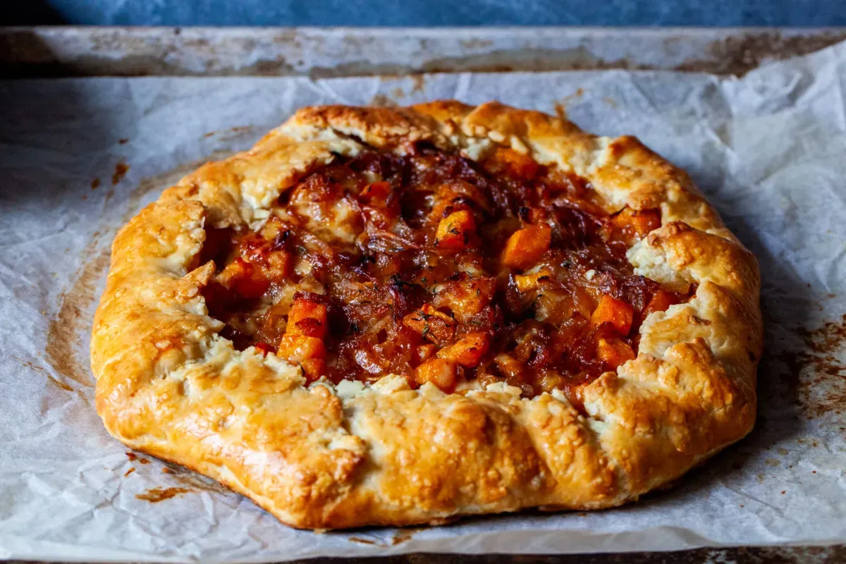 butternut squash and caramelized onion galette
