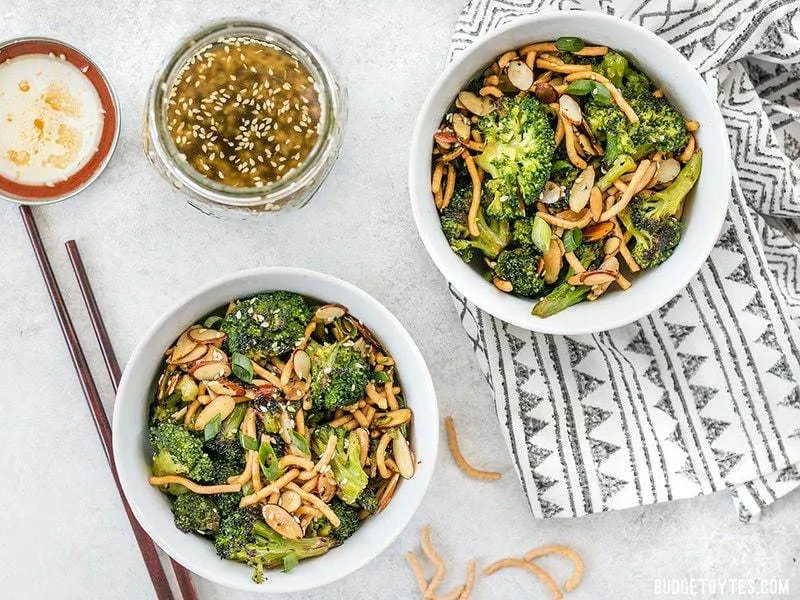 Roasted Broccoli Salad with Almonds and Simple Sesame Dressing