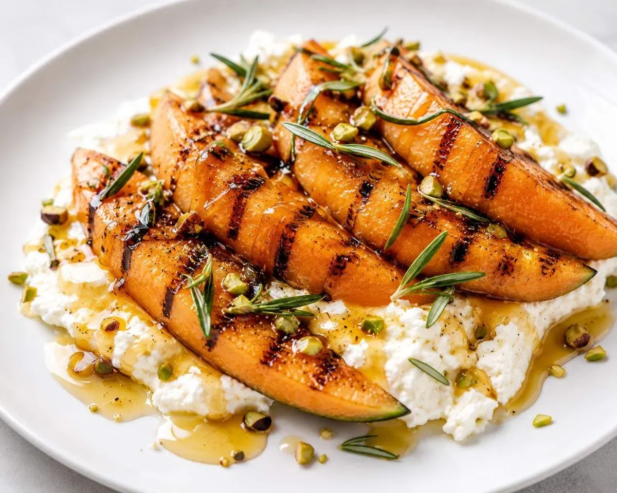 Easy Grilled Melon with Rosemary & Honey Ricotta