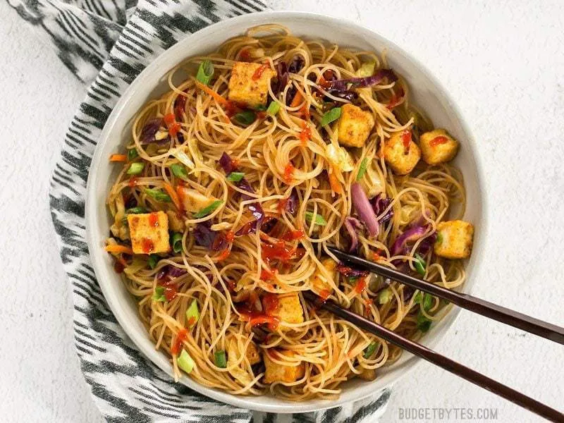 Singapore Noodles with Crispy Tofu