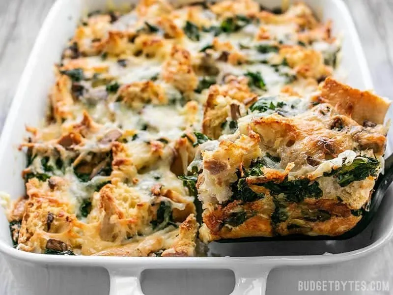 Kale Swiss and Mushroom Strata