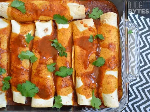 SNAP Challenge: Creamy Chicken and Black Bean Enchiladas