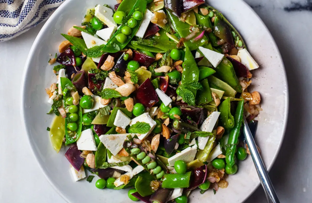 summer pea salad with unexpected dressing