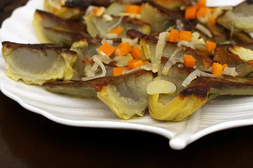 artichokes braised in lemon and olive oil